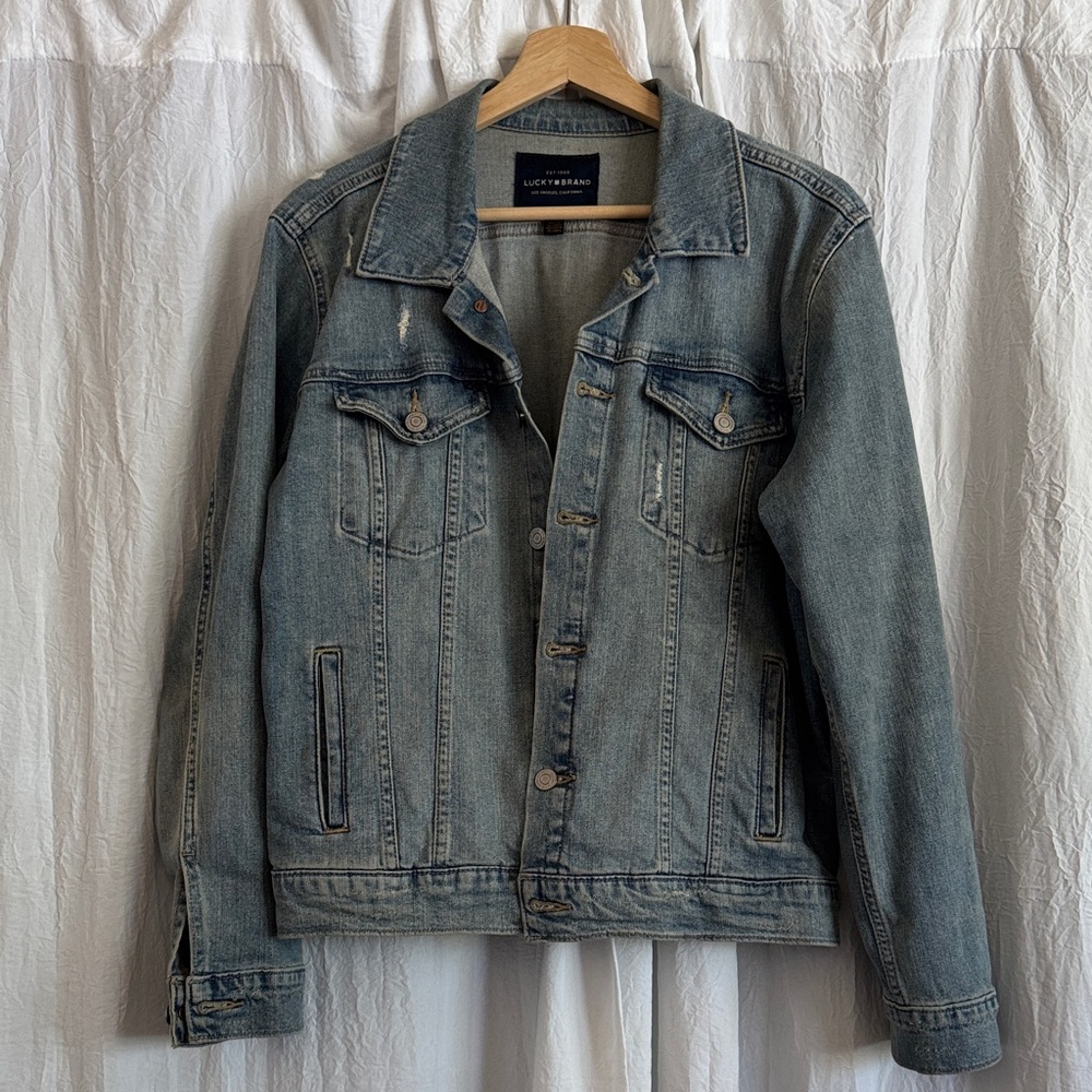 Lucky Brand Light Blue Denim Jean Jacket Tomboy Trucker size Large
